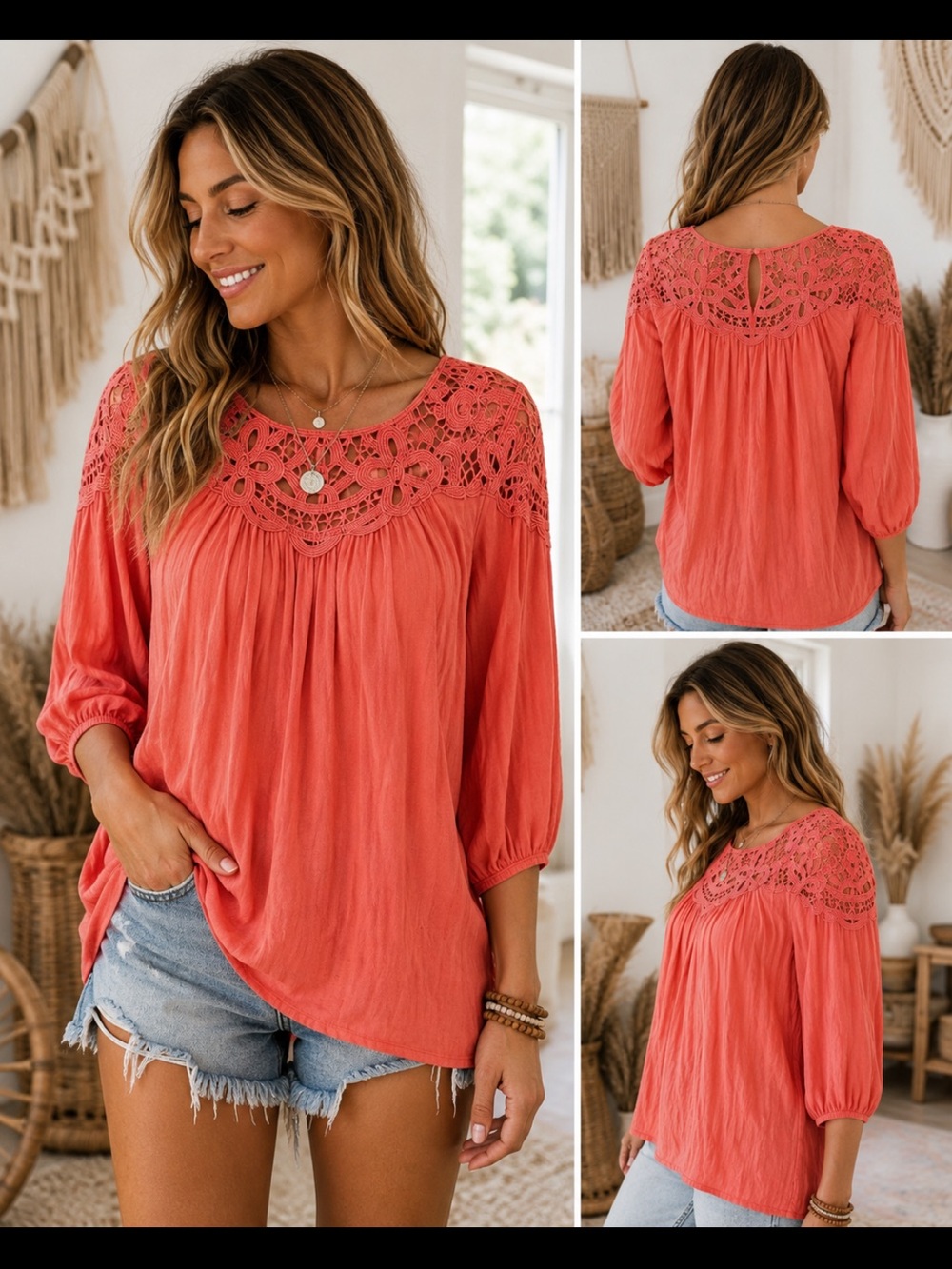 Zac & Rachel salmon lace blouse